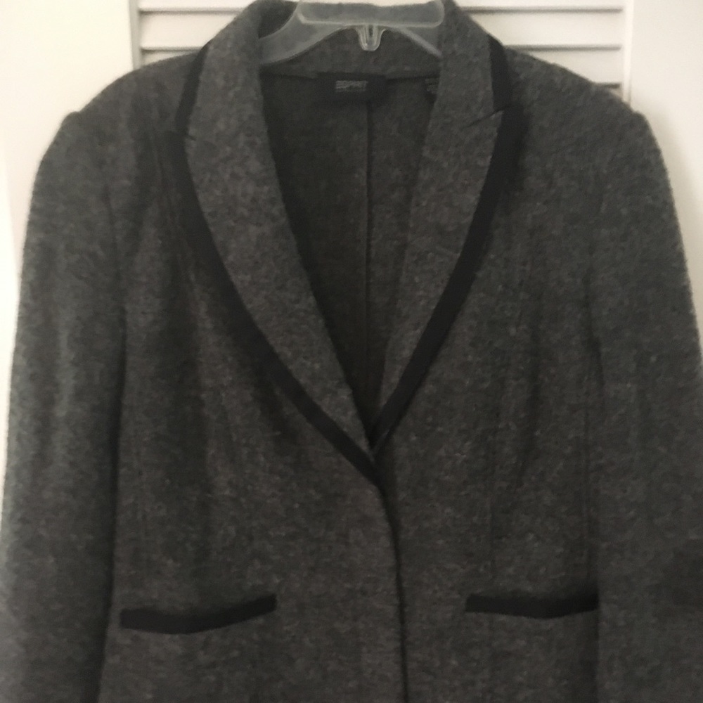 Esprit Gray Boiled Wool Blazer w/Black Piping